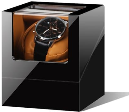 PAHION Luxuriöser Automatische Uhrenbeweger Box Mit Leisem Mabuchi Motor Batteriebetrieb Oder Netzteil for 1 Uhren Hölzern Aufbewahrungskoffer(A)