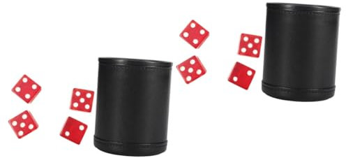 ibasenice 2stücke Pu Leder Würfelbox Mit Transparenten Roten Würfeln Leiser Würfelbecher Für Barspiele Für Unterhaltung Und Partys Leicht Zu Reinigen Und Praktisch