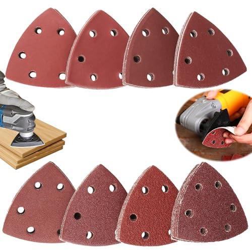 Lot de 80 Papiers Abrasifs Triangulaires - 90 x 90 x 90 mm - Papier Abrasif Triangulaire 40/60/80/120/180/240/320/400 pour Ponceuse Delta
