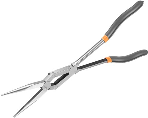 Long Reach Pliers, 13-Inch Straight Long Reach Pliers, High Carbon Steel Long Needle Nose Pliers with Comfort Grip Handle,Portable Double Compound Joints Long Pliers for Narrow Tight Space Repair Work