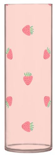 Cgiub Vase fraise rose pour fleurs 30 x 10 cm Vase cylindrique en plastique Décoration moderne pour centre de table, mariage, bureau, chambre à coucher