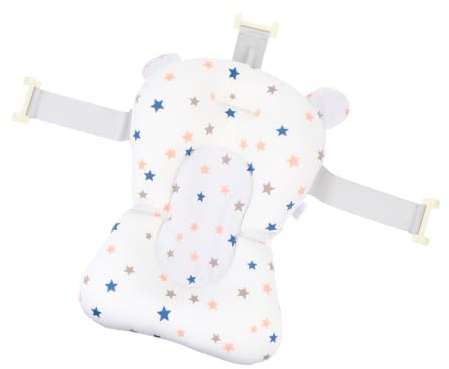 Cojín de Baño para Bebés Blanco de Malla Soporte Ajustable | Algodón y Partículas de Polilon, Uso en Baño y Hora del Baño, Apoyo Cómodo y Superficie Antideslizante