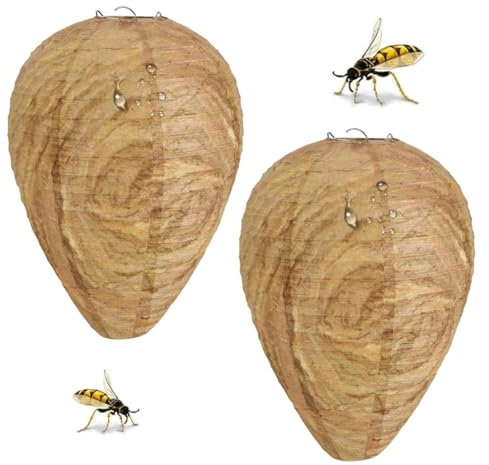 NHQZ 2 pezzi di nido di vespe resistente alle intemperie, repellente vespe, anti-vespe, espe a lungo termine, preventivo contro il wasp, trappola per vespe, nido artificiale（Colore chiaro）