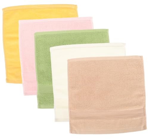 SKISUNO Set 5 Pezzi Asciugamani la Saliva in Cotone Morbido Lavabili Cuciture Lisce Asciugamano per Neonati e Bambini per Uso Quotidiano e Asilo Colore Casuale