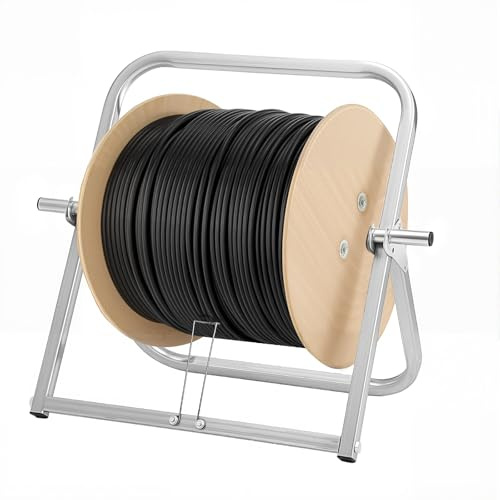 FEIMIRE Industrial Steel Cable Reel Holder, Heavy-Duty Spool Rack Dispenser for Wire & Cable Reels, 16 x 20 Inch Single Axle Caddy for Commercial Use & DIY Use(1 Pack)