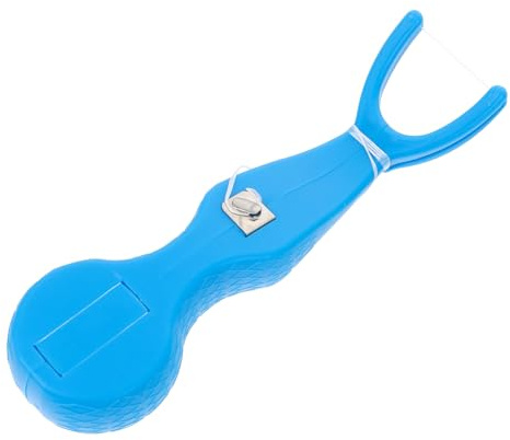 Porta Hilo Dental Reutilizable Azul Abs Nylon para Limpieza Dental | 360° de Limpieza Completa, Portátil para Viaje y Hogar, 1 Soporte Reemplazable