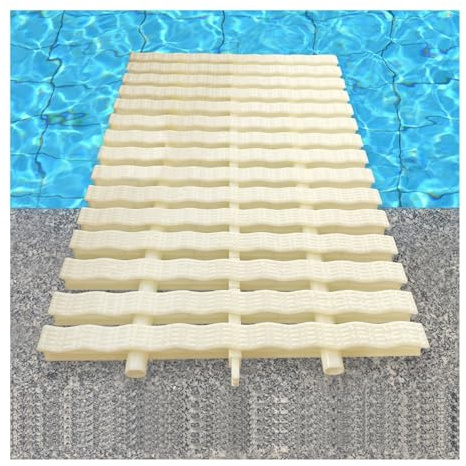 Lot de 5 caillebotis antidérapants en plastique ABS durable pour douche et allée, couleur os, 25 x 100 cm