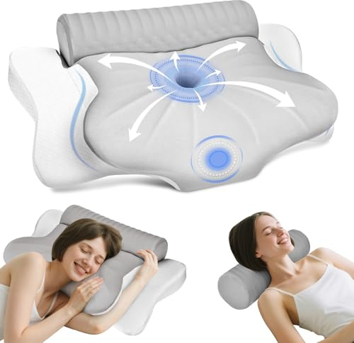Qufby 2 in 1 Orthopädisches Nackenkissen mit Wechselbarer Höhe, Memory Foam Kissen, Anti Schnarch Kissen, Oreiller Ergonomique Cervical, Nackenkissen Schlafkissen für Rücken, Seiten Bauchschläfer