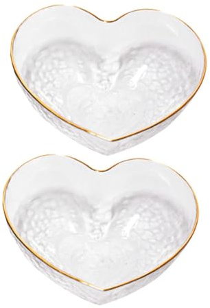 Toyvian Heart Shaped Glass Salad Bowl Set 2pcs Small Crystal Glass Dessert Serving Bowls for Food Display and Tableware