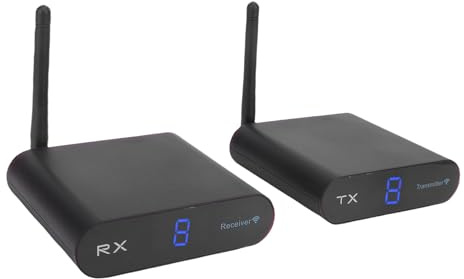 Topiky Ricevitore Trasmettitore Trasmettitore AV Wireless, Kit di Estensione Convertitore Adattatore TV Plug and Play, Extender HDMI Wireless Portatile, Uscita 1080P con Decodifica (Spina europea)