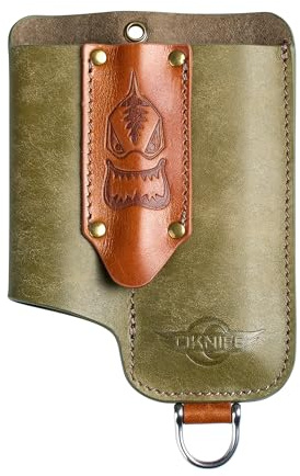 OKNIFE Osheath S1 3 in1 Leather Sheath for Flat Flashlight, Pocket Knife