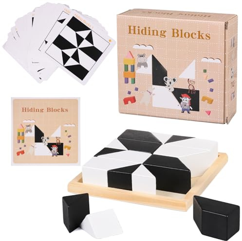 RNHDLY Brain Puzzle Spiel, Verstecktes Holzblock-Puzzle with 80 Challenges, IQ Puzzles Game, Holz Brain Teasers Spiel Puzzles