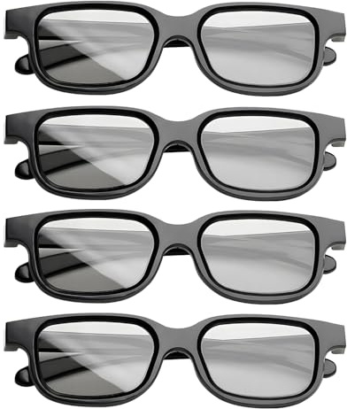 4 Pcs 3D Glasses for Cinema, Passive Circular 3D Glasses Black Universal 3D Viewing Glasses Lightweight 3D Sunglasses Polarized 3D Viewing Spectacles for TV Projectors Home Movies Theaters Cinema