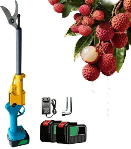 Forbici Elettriche Telescopiche per Potatura, Forbici Elettriche per Potatura a Palo Senza Fili, Alimentate a Batteria, Diametro di Taglio 25 Mm, per Giardini, Parchi, Fattorie