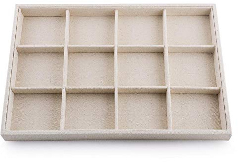 Oirlv Stackable 12 Girds Jewelry Trays Jewelry Storage Tray Showcase Display Organizer(13.8 X 1.4X 9.4)