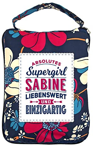 History & Heraldry Design Top Lady Tasche: SABINE/Einkaufstasche, Strandtasche, Sporttasche, Blumenmuster/vielseitig, praktisch, personalisiert mit Name und Spruch