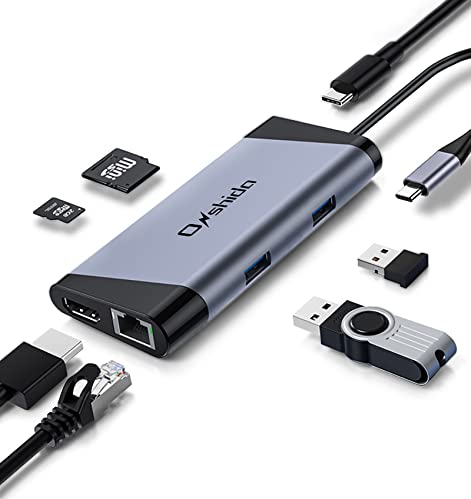 Onshida Adaptateur USB C Hub USB C 7 en 1 vers HDMI 4K, Port Ethernet RJ45, Type C PD 100W, 2 x USB 3.0 et Lecteur de Carte SD/TF, Compatible avec MacBook Dell XPS iPad Pro 2018 2020, Tablette Type-C