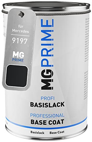 MG PRIME Autolack Dose für Mercedes 9197/197 Obsidianschwarz Metall. 1,0L | Obsidian Black Metallic / Obsidianschwarz Metallic, Basislack, Literware, spritzfertig