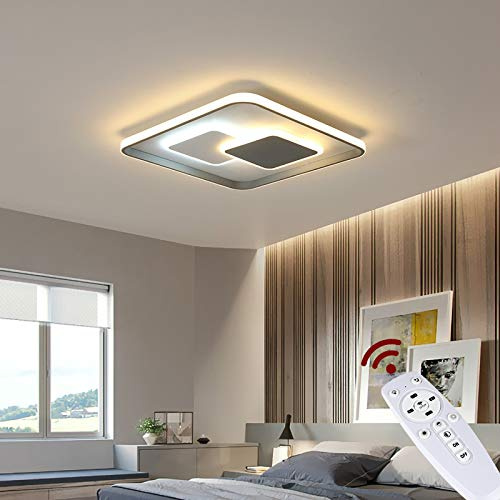 Eurotondisplay LED Deckenleuchte Deckenlampe 9641-FX,46x46 cm max 122W mit Fernbedienung Lichtfarbe/Helligkeit einstellbar dimmbar Acryl-Schirm weiß/schwarz Metallrahmen A+ (9641-FX,46x46 cm, 122W)