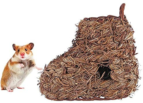 YMZ Hamsterkäfig, Naturstroh, Sandale, Schuhform, kleines Haustiernest, handgefertigt, geflochten