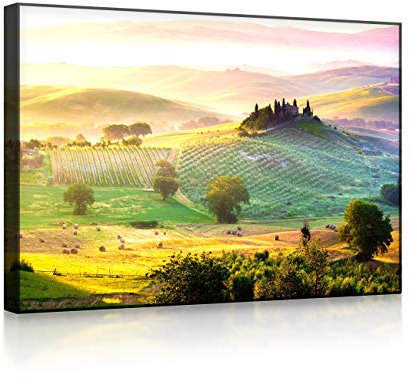 lightbox multicolor | LED Leuchtbild | Neblige Toskana Landschaft | 100x70 cm | Front Lighted