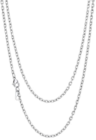 Richsteel Cadena Hombres Acero Inoxidable 46 cm Collar Cadena Malla Rolo 3 mm Forçat Links Joyería para Mujeres Niño Unisex