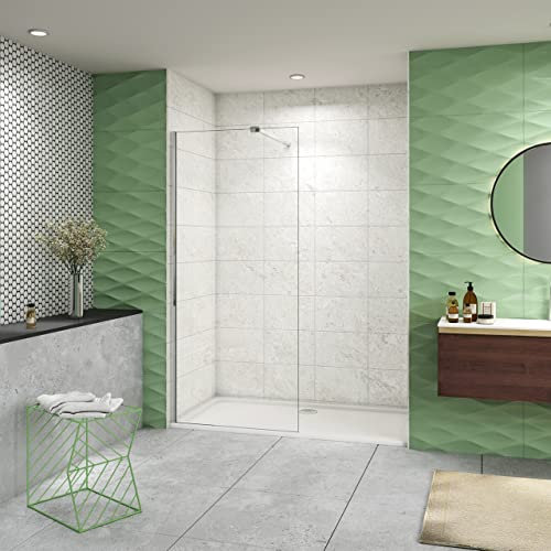 110x200 cm Doccia Walk In Parete Fissa Vetro Temperato da 10 mm Trasparente Anticalcare con Barra Stabilizzatrice 90 cm Snodabile Cromo Lucido