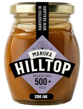 Hilltop Honey Manuka Honey MGO 500+ Certified Monofloral New Zealand Honey, Premium Active Manuka Honey, 225g, Packaging May Vary