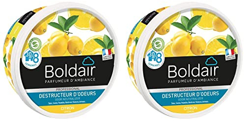 BOLDAIR Lot de 2 Pots 300g Gel destructeur d'odeurs citron