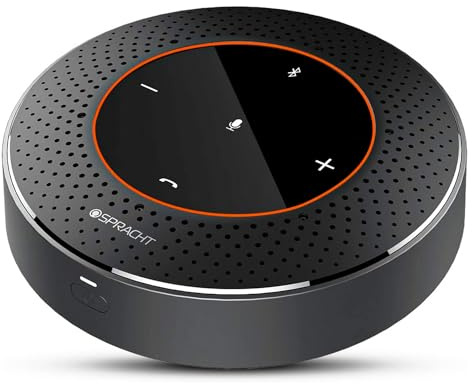 Spracht Desktop or Travel Conference Speaker & Microphone Voice Pickup w/Noise Reduction/Mute/Indicator 360° Omnidirectional Mic w/Bluetooth or USB Connectivity 5.0 for Zoom MCP4010