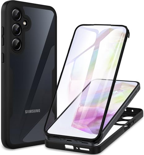 CENHUFO für Samsung Galaxy A35 5G Hülle, 360 Grad Schutzhülle mit Eingebautem Displayschutz Robust Stoßfest Panzerhülle Bumper Cover Case Transparent Handyhülle für Samsung Galaxy A35 5G - Schwarz