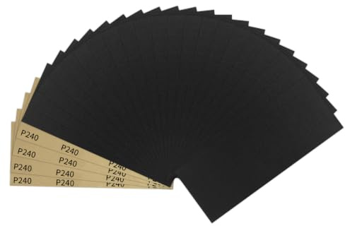 SenmaiTools Papel de Lija 240 Grano 25 Piezas 93 x 230 mm Lijas al Agua/Seco para Madera Pared Automóvil Pintura Metal