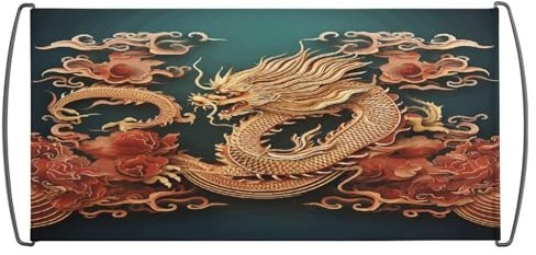 Drapeau à agiter à la main, drapeau chinois avec motif de dragon avec mât en plastique pour les fans à la maison