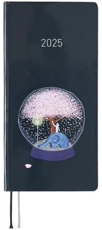 Hobonichi Techo 2025 Weeks [Englisch/Hoch und Schlank/Januar Start/Planer] Hiroko Kubota: Night Cherry Blossom Snow Globe