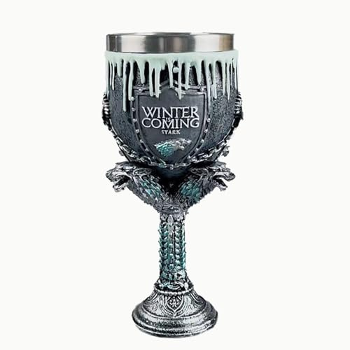 Stgbcst Juego de Tronos 3D Creatividad Copa Vintage Resina Sagrado Grial Taza de Café 21x10cm Resina Sintética para Halloween Bar Accesorios para Fiestas (Copa de Nieve)