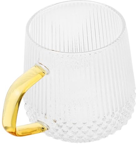 FELTECHELECTR Glass Coffee Cup with Handle Vintage Drinking Glass for Home Use Versatile Mug for Coffee and Tea Lightweight Handle
