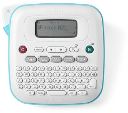 Brother PTN20 Tragbarer elektronischer Etikettiergerät mit 12 mm BTAG Verbrauchsmaterialien, QWERTY-Tastatur, LCD-Display, Handschneider, 3 Schriftarten, 10 Rahmen und 200 integrierte Symbole