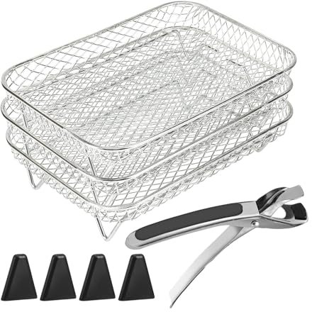 Air Fryer Rack - Air Fryer Baking Rack, Square Fryer Tray | Air Oven Square Insert Tray, Air Fryer Rack, Multi Purpose Cooking Insert for Square Baskets, Versatile Cooking Tray for Baking Roasting