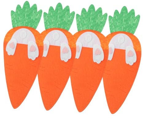 Alipis 1 Satz Tasche Für Karottenmesser Und Geschirr Dekorative Karotte Tableware Still -tabelwiel Osterhasen-besteckhalter Karotten-bestecktaschen Stoff Orange 4 Stück