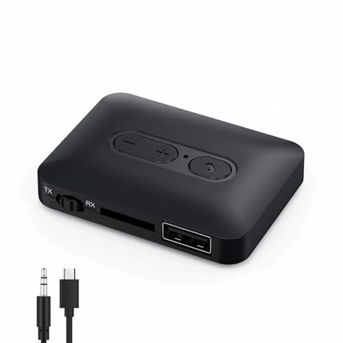 Adattatore Bluetooth 5.4 per audio, ricevitore Bluetooth, trasmettitore USB, U-Disk TF Card Giocare 3,5 mm AUX stereo musica wireless adattatore con microfono per auto TV PC