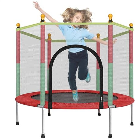Kinder Trampolin, 140cm Gartentrampolin Mit Sicherheitsnetz, Kindertrampolin Gartentrampolin Belastbarkeit 200kg, Kinder Trampolin Jumper, Geburtstagsspielzeug Für jungens Mädchen