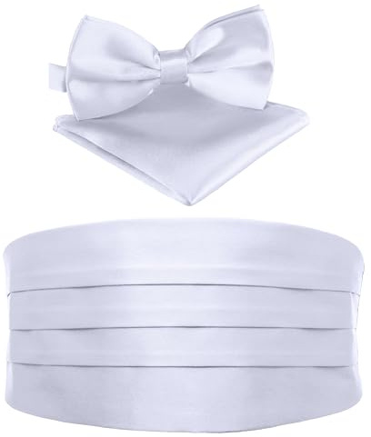 BomGuard Herren Kummerbund glänzend mit Fliege & Einstecktuch – 3er Set für Smoking & festliche Anlässe