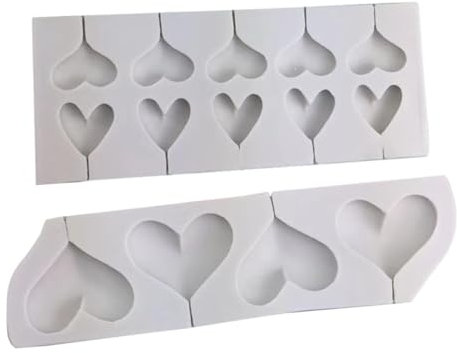 POPETPOP Lot de 2 Moules à Sucettes en Silicone Blanc de Cœur, 4 et 10 Compartiments, Réutilisables et Compatibles Lave-vaisselle pour Fabrication Maison de Bonbons
