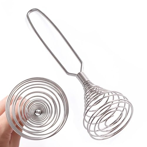 Bobina de whisk - batidora manual de huevo de mano Eggbeater, batidora espiral de acero inoxidable | Batidor de crema de cocina para cocinar salsa, batidor de resorte de mano para batir huevos