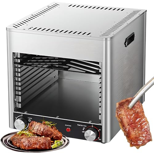Forni di bistecca commerciale bistecca, grill di bistecca in acciaio inossidabile con tempo di 10 minuti e 800 ℃/1472 ℉ Regolazione della temperatura, per cottura bistecca, manzo, maiale D
