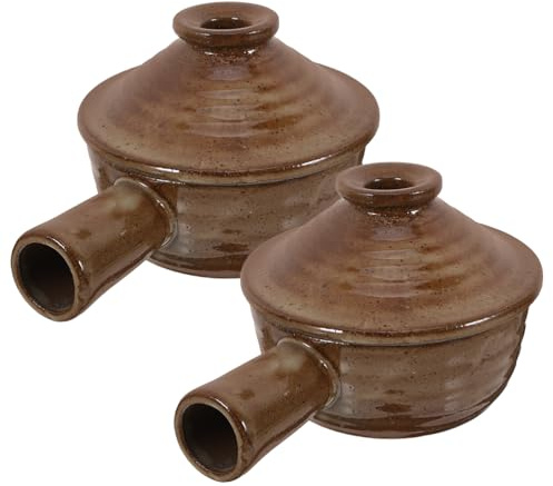 Cabilock 2pièces Soupière avec Couvercle Terre Cuite Petit Bol à Soupe pour Micro-ondes Cocotte avec Couvercle pour Repas de Famille
