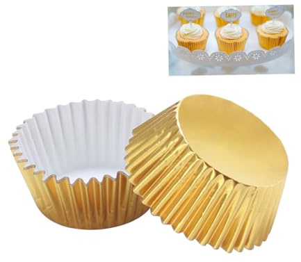 Pirottini in Alluminio 100 Pezzi, Mini Stampi per Torte, Oro, per Cupcake