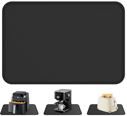 Ankway Heat Resistant Mat for Air Fryer Site on, 40x60cm Fireproof Silicone Mats for worktops, Kitchen Counter, Countertop Protector, Non-Slip Bottom and Waterproof, Black