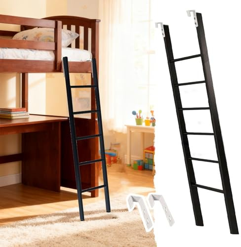 Scaletta Letto a Castello Scala Corta In Metallo Nera per Letto a Castello, 120 135 140 145 150 160 165 170 180 Cm Scale a Castello per Roulotte, Scale di Sicurezza per Soffitta(180cm/71)