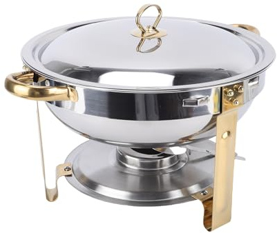 MENDUNER 4.5L Gold Chafing Dish, Christmas Buffet Server Food Warmer, Stainless Steel Keep Warm Cooler Tray for Holiday Catering Wedding, Buffet Chafing Dishesfor Entrees, Ice Cream